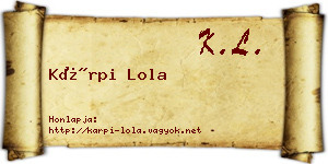 Kárpi Lola névjegykártya